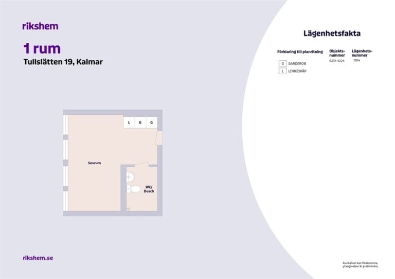 Hyresbostad på Tullslätten 19, Kalmar, bild 1
